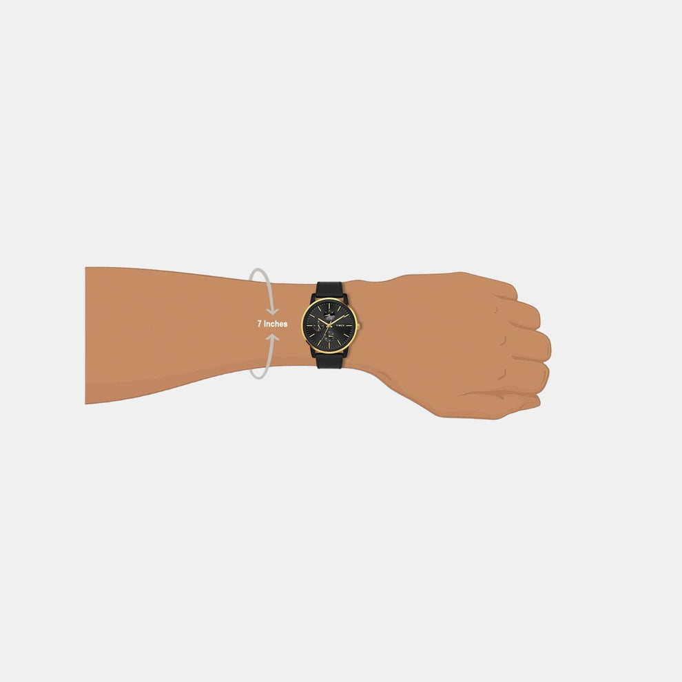 Timex TWEG18902 Men Black Dial Chronograph Leather Watch 44mm | Quartz Analog Stylish