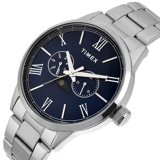 Timex TWEG19944 Men’s Blue Dial Analog Watch with Stainless Steel Strap
