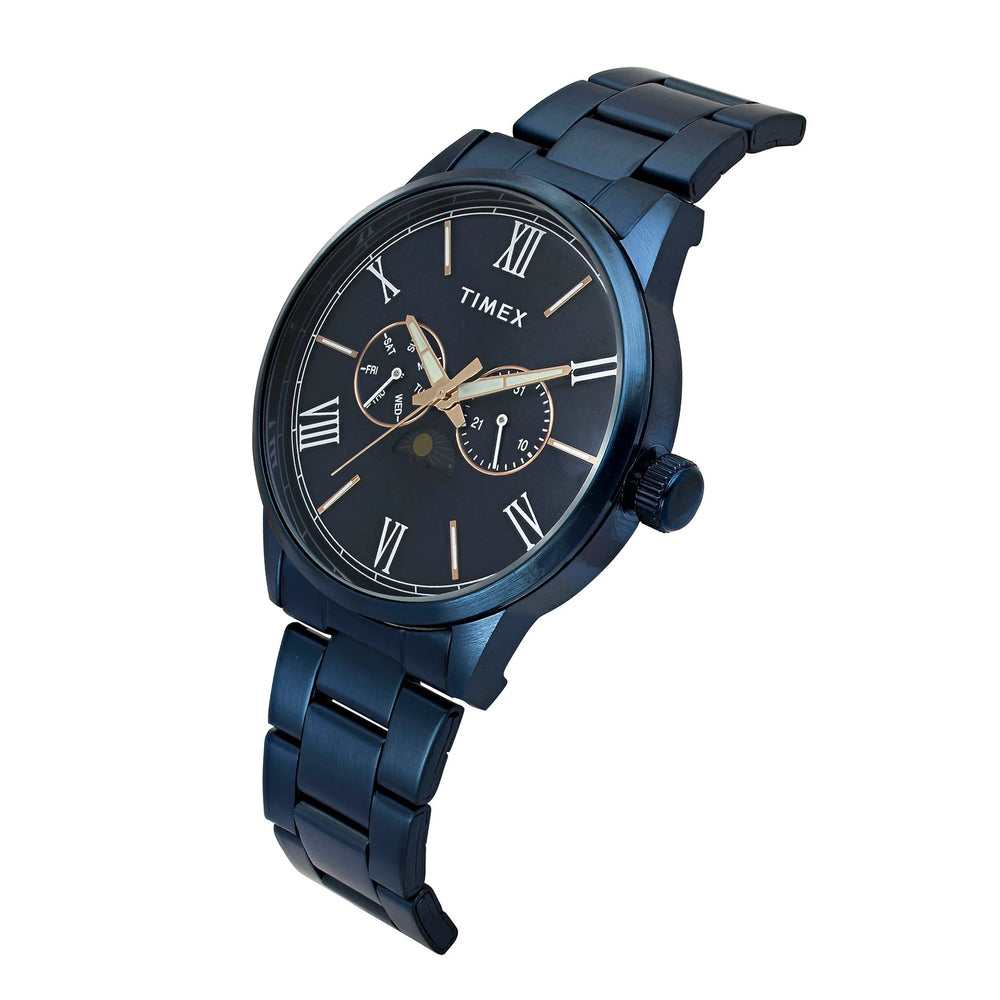 Timex TWEG19946 Men’s Blue Dial Analog Watch with Stainless Steel Bracelet