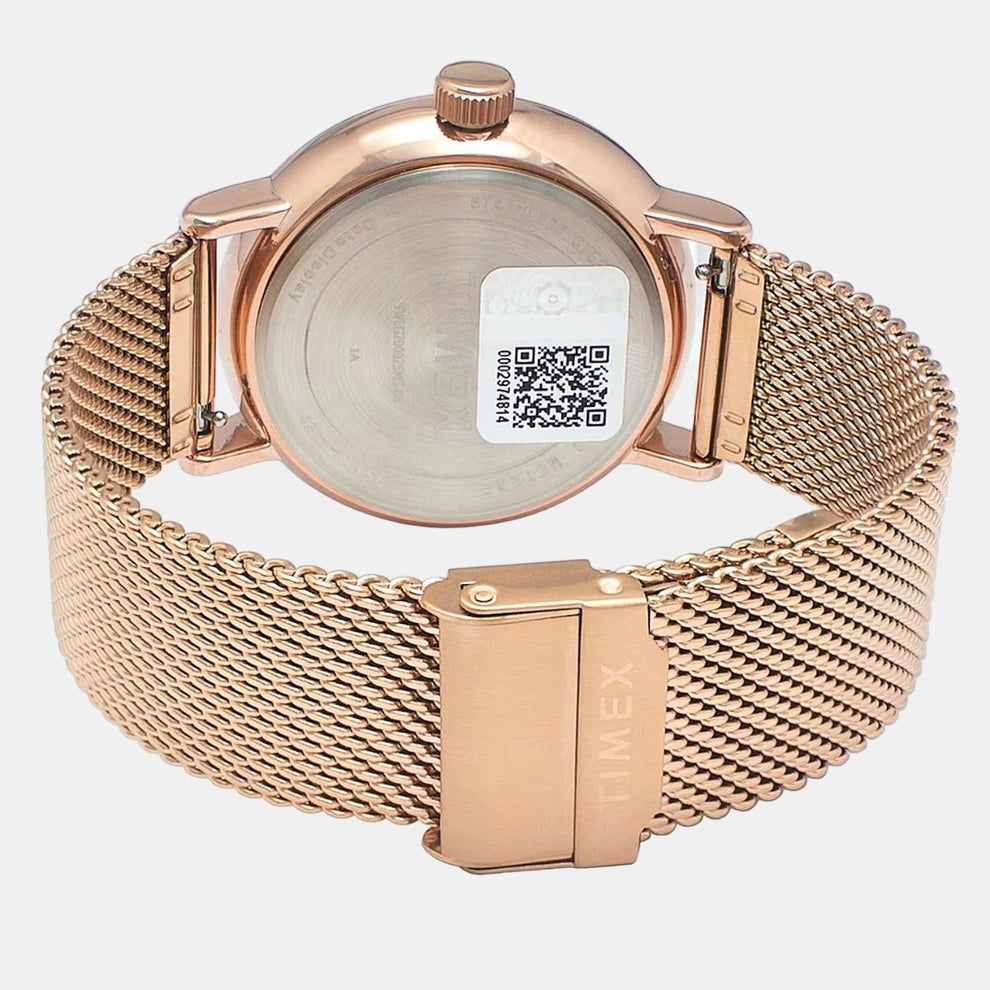 Timex TWEG20002 Men Analog Quartz White Dial Watch with Rose Gold Stainless Steel Mesh Strap