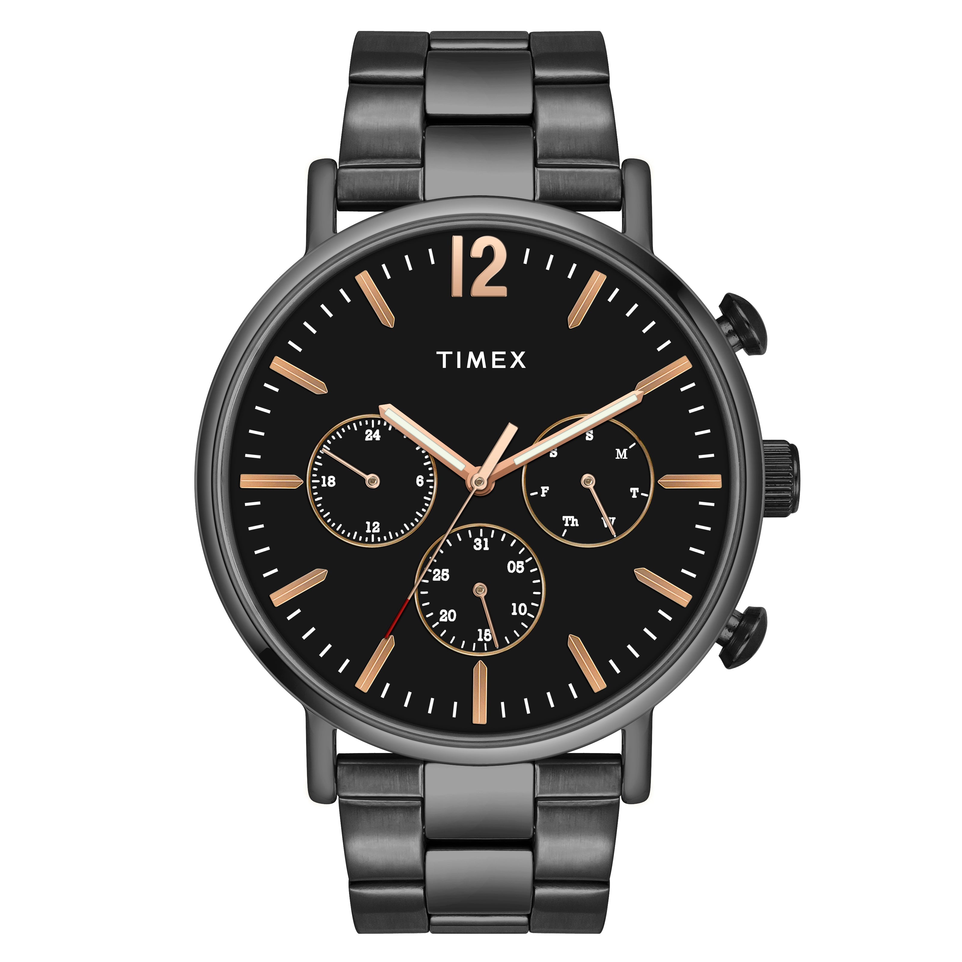 Timex TWEG20011 Black Dial Quartz Analog Round Brass Case Classic Men’s Watch