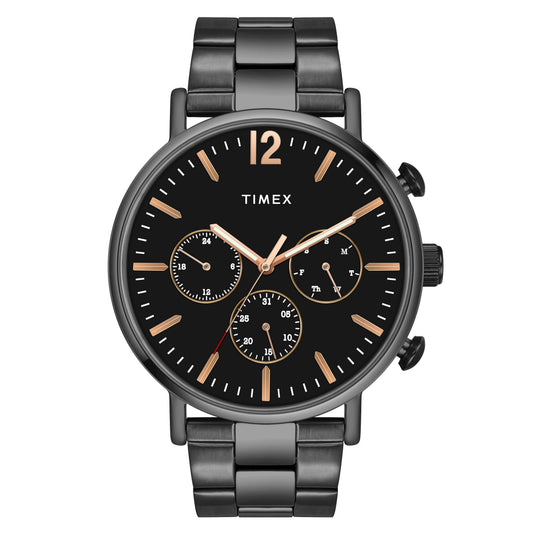 Timex TWEG20011 Black Dial Quartz Analog Round Brass Case Classic Men’s Watch