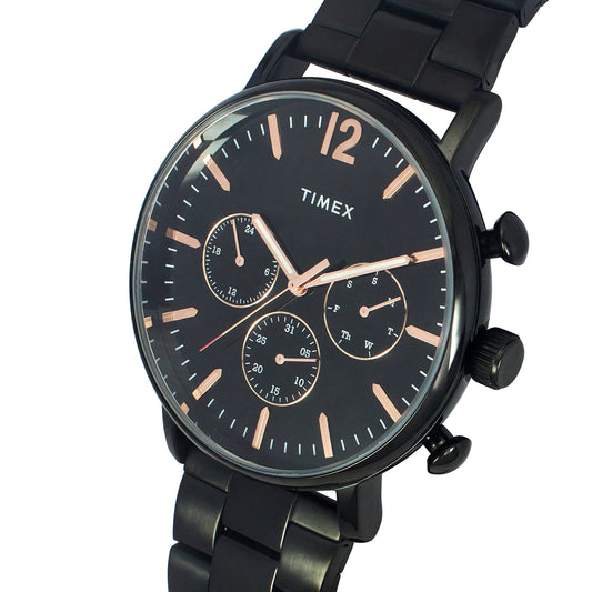 Timex TWEG20011 Black Dial Quartz Analog Round Brass Case Classic Men’s Watch