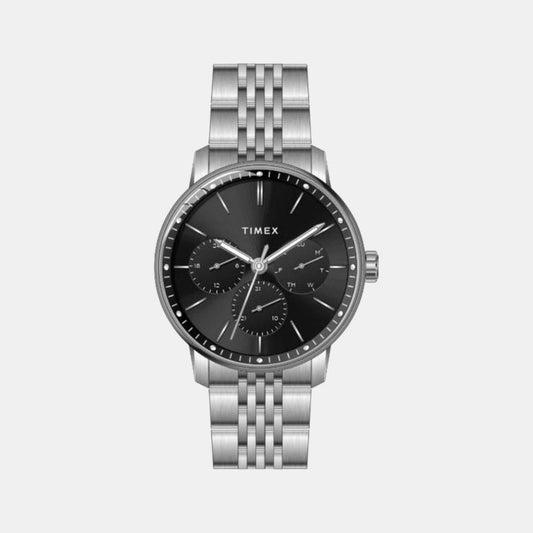 Timex TWEG25406 Men’s Black Dial Analog Watch with Stainless-Steel Strap