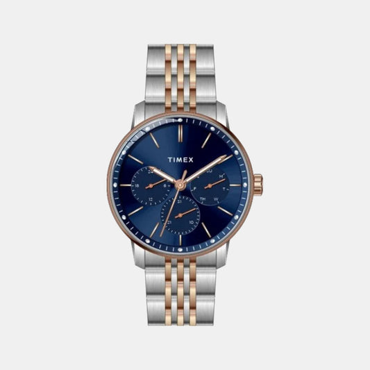 Timex TWEG25409 Men’s Blue Dial Analog Watch with Stainless-Steel Strap