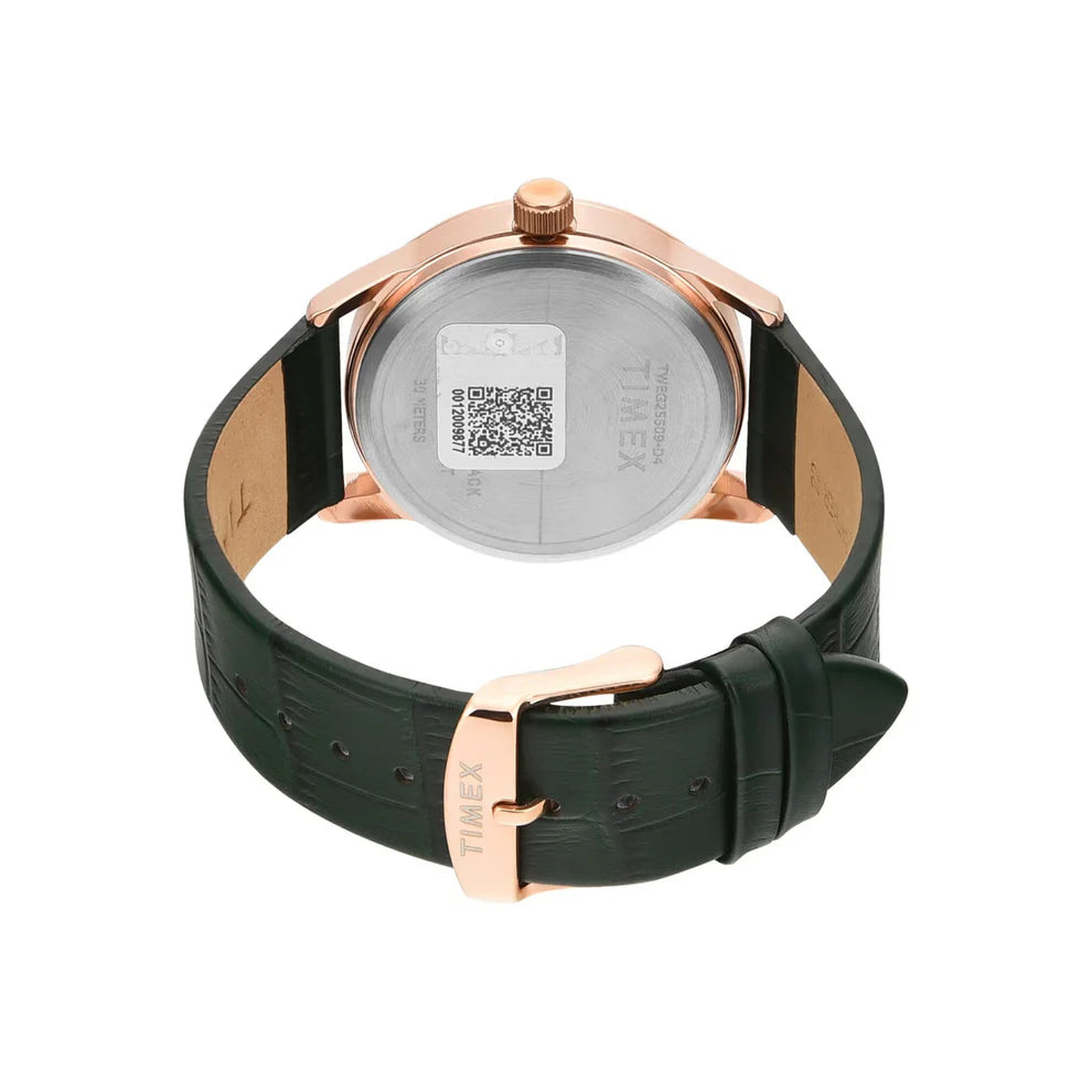 Timex TWEG25509 Men’s Green Dial Quartz Analog Round Leather Strap Watch