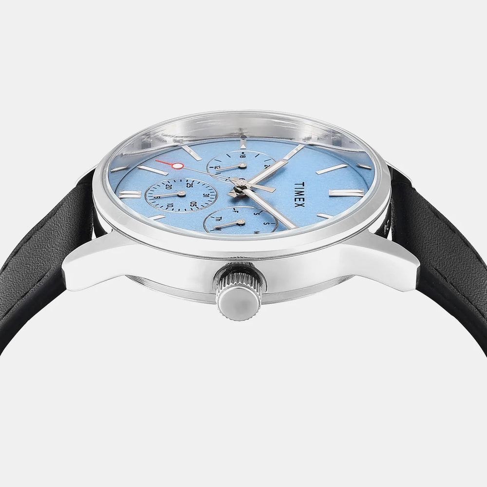 Timex TWEG25514 Trendline Quartz Multifunction Blue Dial Black Leather Strap Men's Watch