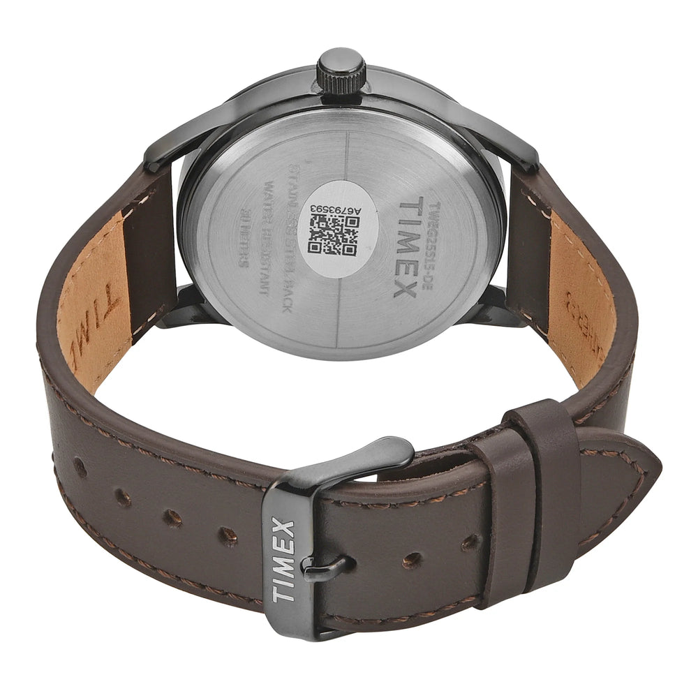 Timex TWEG25515 Trendline Quartz Analog Blue Dial Brown Leather Strap Men's Watch