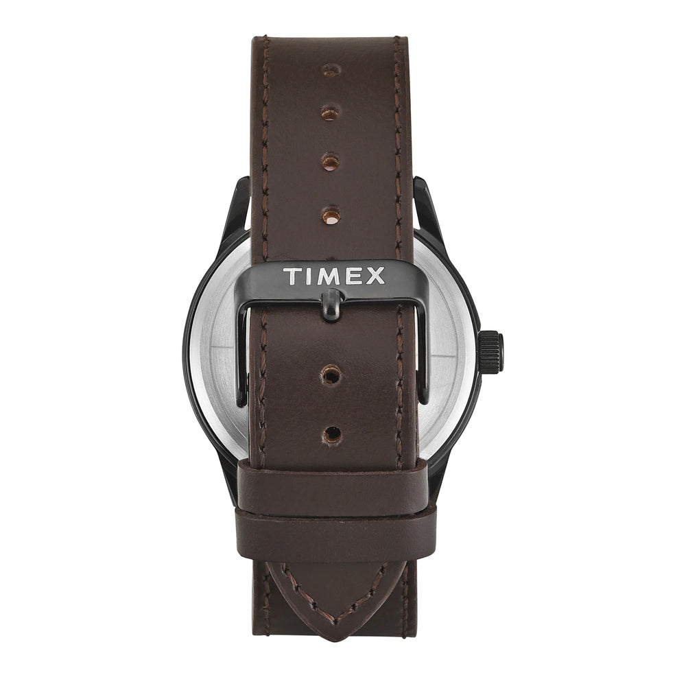 Timex TWEG25515 Trendline Quartz Analog Blue Dial Brown Leather Strap Men's Watch