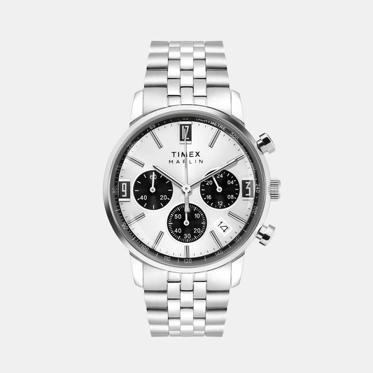 Timex TWEG26704 Silver-Tone Round Dial Analog Men Watch – Stainless Steel Bracelet, Quartz Movement