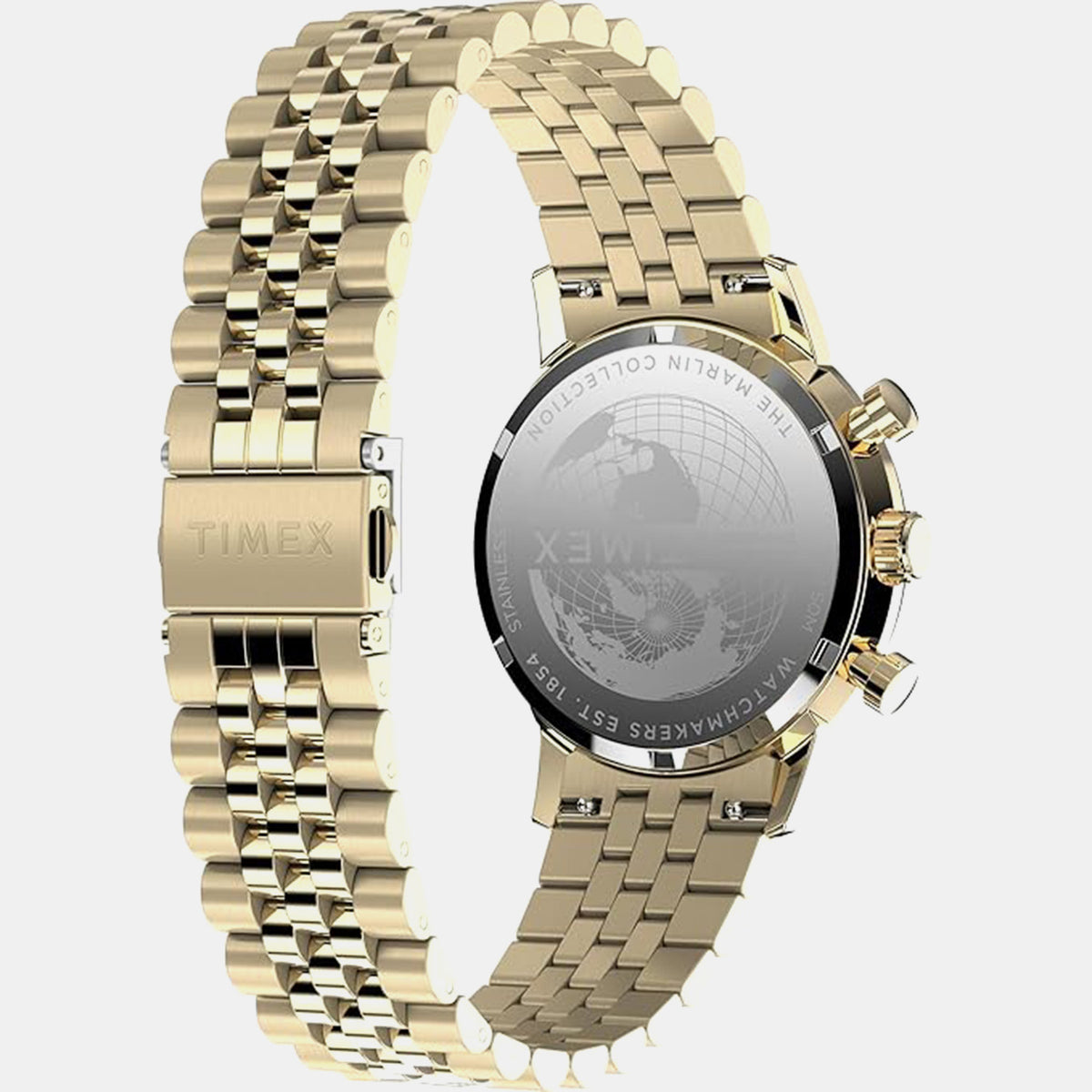 Timex TWEG26706 Quartz Analog Black Dial Chronograph Gold-Tone Stainless Steel Bracelet Watch For Men
