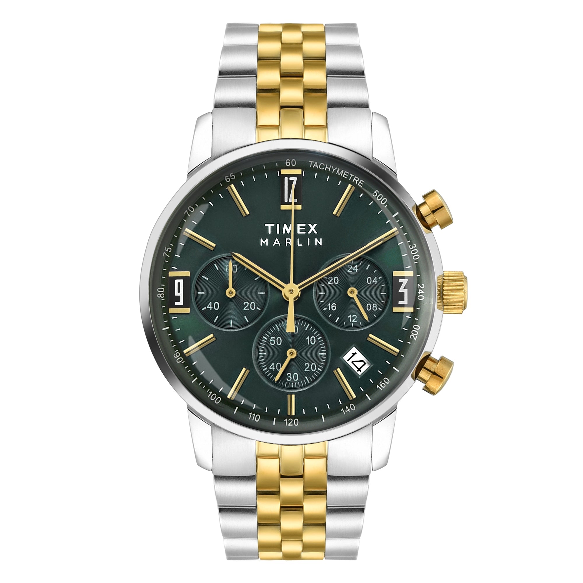 Timex TWEG26707 Quartz Analog Green Dial Chronograph Stainless Steel Bracelet Watch For Men