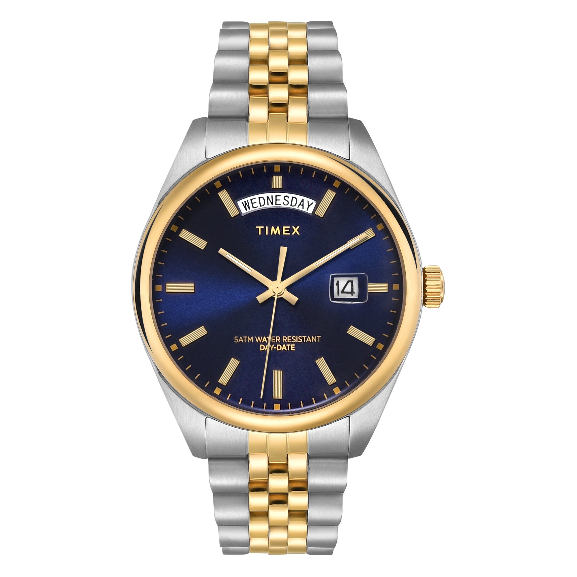 Timex TWEG27100 Quartz Analog Blue Round Dial Dual-Tone Stainless Steel Bracelet Watch For Men