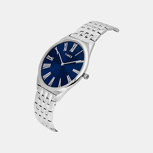 Timex TWEG27901 Blue Dial Round Case Analog Men Watch – Stainless Steel Bracelet, Quartz Movement