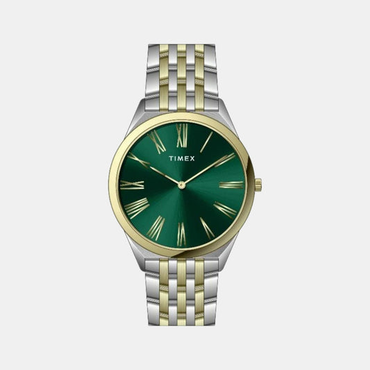 Timex TWEG27903 Men’s Green Dial Analog Watch with Stainless-Steel Strap