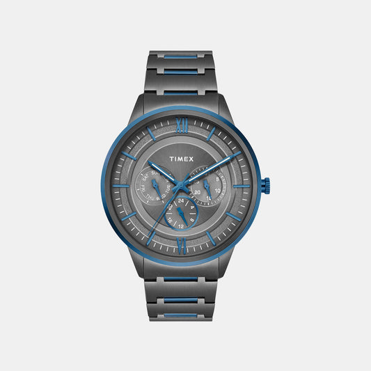 Timex TWEG28003 Grey Dial Round Case Analog Men Watch – Two‑Tone Stainless Steel Bracelet, Quartz Movement