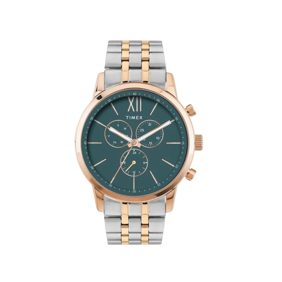 Timex TWEG32201 Trendline Quartz Multifunction Teal Dial Two-Tone Stainless Steel Men's Watch