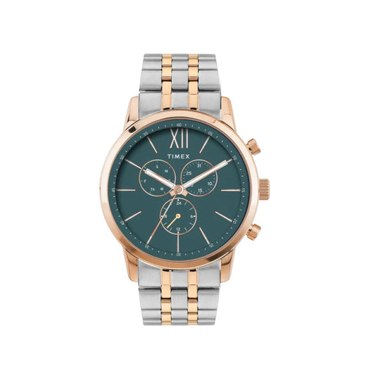 Timex TWEG32201 Trendline Quartz Multifunction Teal Dial Two-Tone Stainless Steel Men's Watch