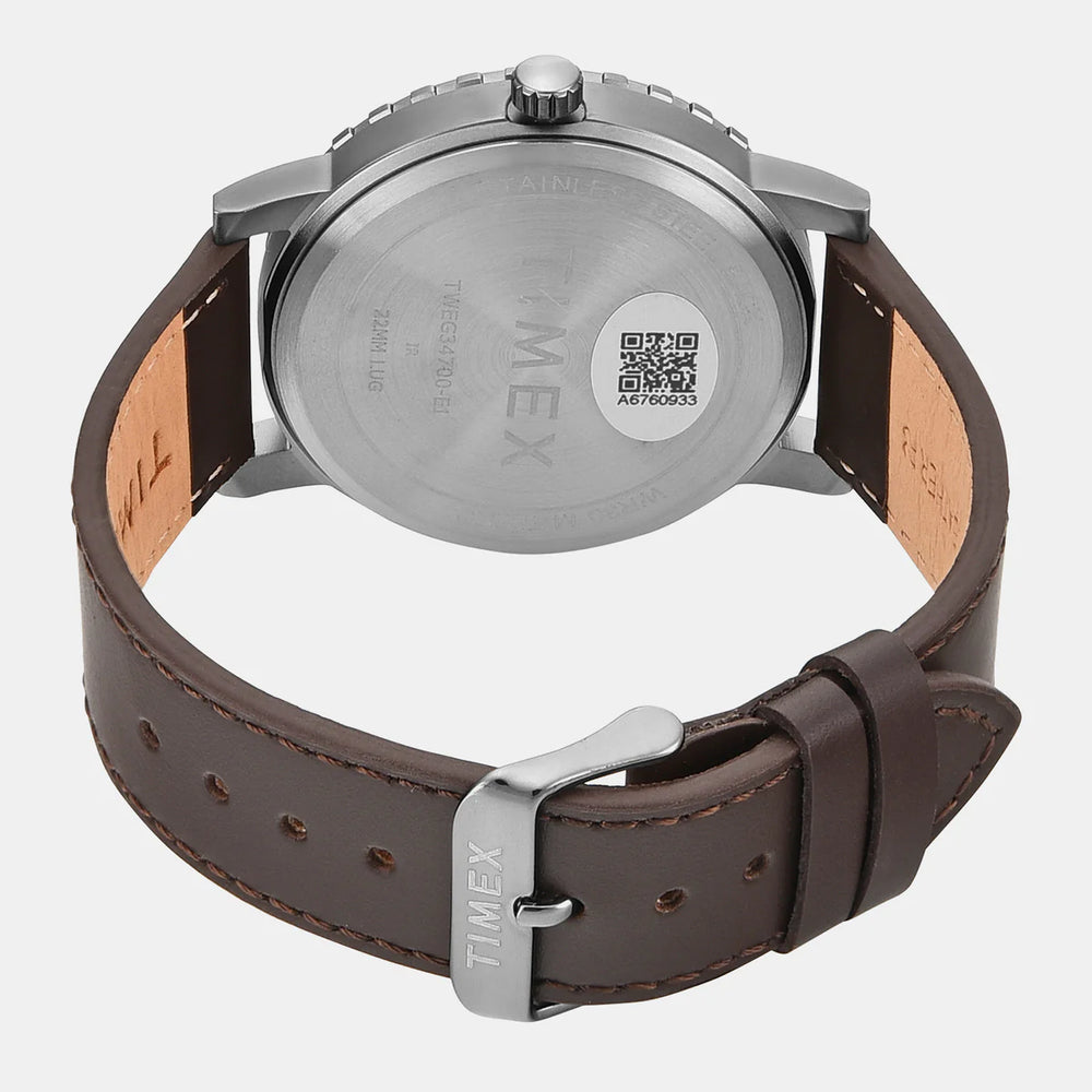 Timex TWEG34700 Trendline Quartz Multifunction Green Dial Brown Leather Strap Men's Watch