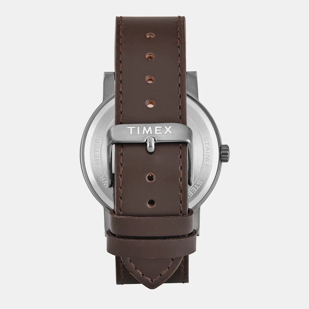 Timex TWEG34700 Trendline Quartz Multifunction Green Dial Brown Leather Strap Men's Watch