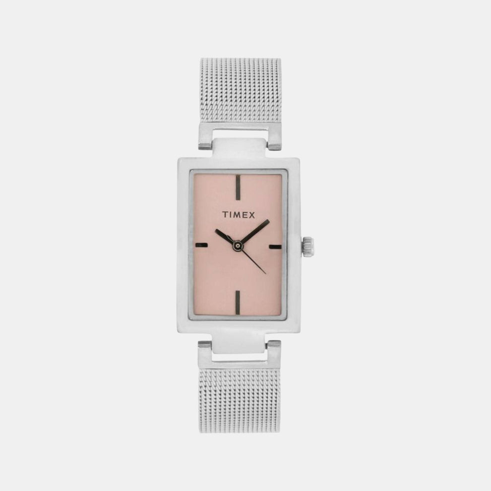 Timex TWEL11306 Women Analog Pink Dial Rose Silver Stainless Steel Bracelet Quartz Watch