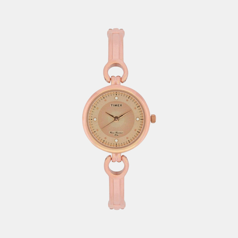Timex TWEL11425 Women’s Rose‑Gold Dial Rose‑Gold Bracelet Analog Watch