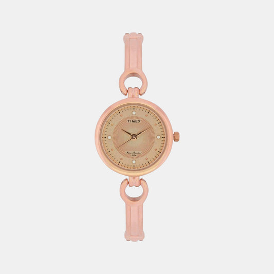 Timex TWEL11425 Women’s Rose‑Gold Dial Rose‑Gold Bracelet Analog Watch