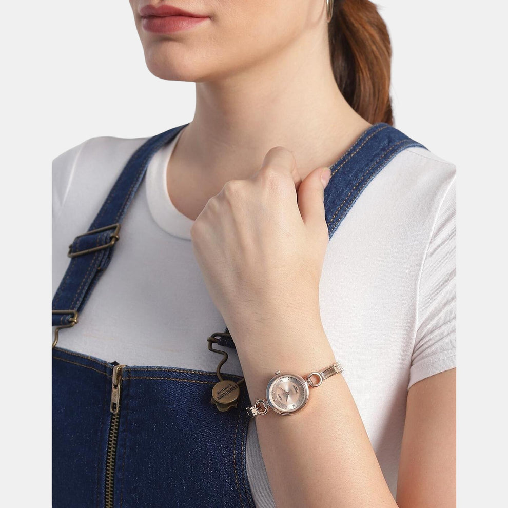 Timex TWEL11425 Women’s Rose‑Gold Dial Rose‑Gold Bracelet Analog Watch