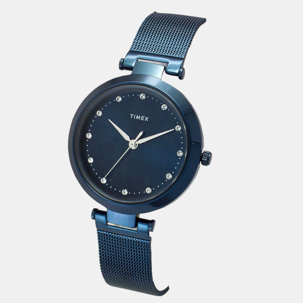 Timex TWEL11827 Women’s Blue Dial Analog Watch with Stainless Steel Strap