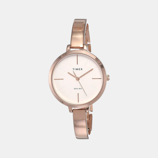Timex TWEL12804 Women’s Silver Dial Rose-Gold Stainless Steel Analog Watch