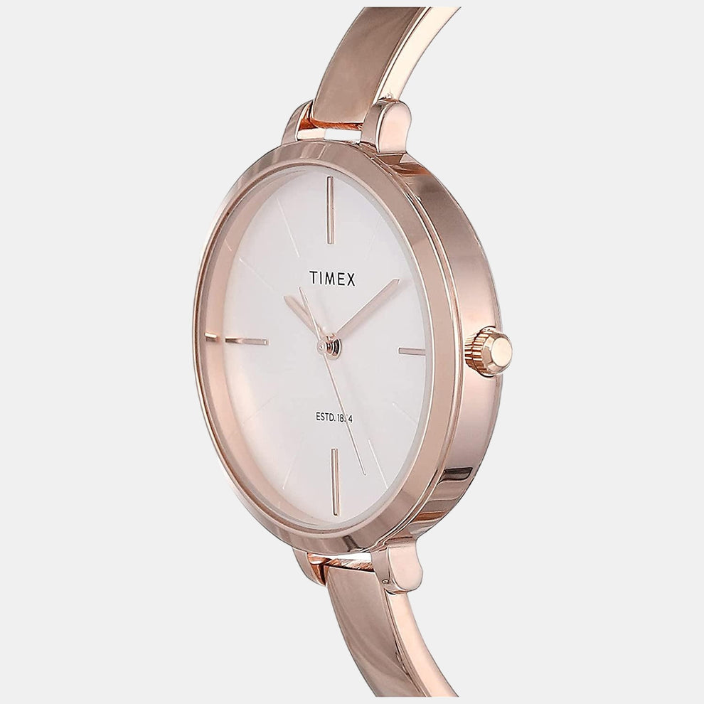Timex TWEL12804 Women’s Silver Dial Rose-Gold Stainless Steel Analog Watch