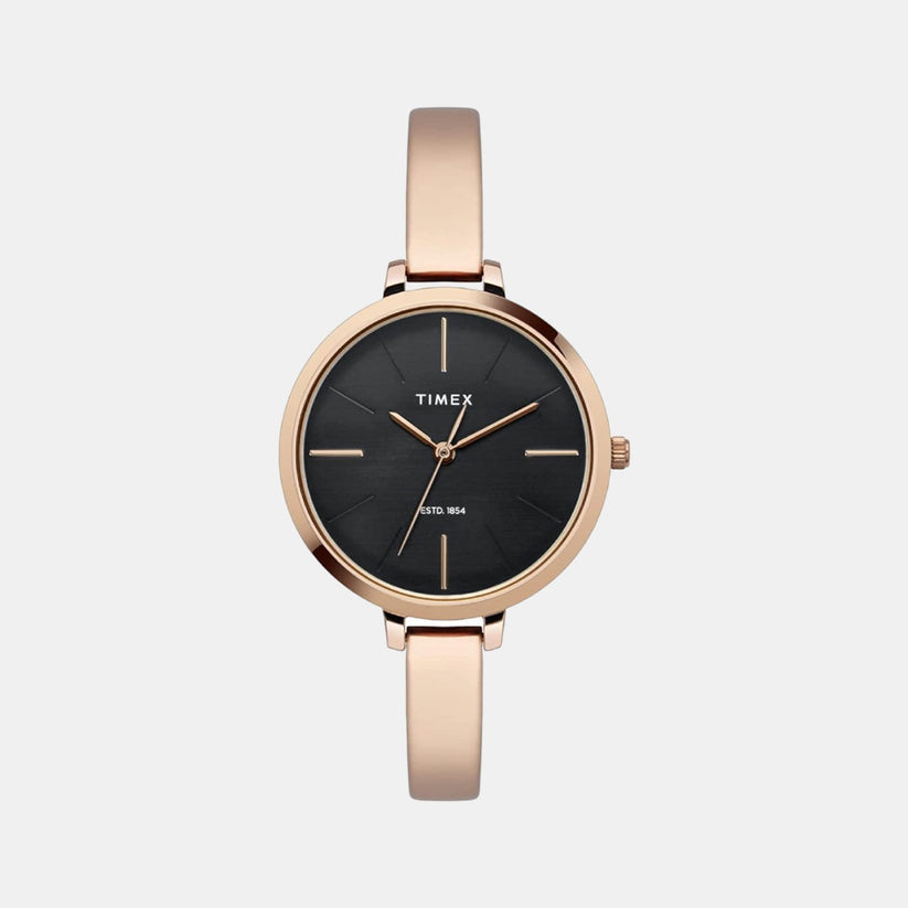 Timex TWEL12805 Women’s Black Dial Rose-Gold Stainless Steel Analog Watch