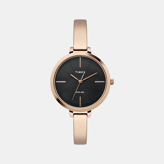 Timex TWEL12805 Women’s Black Dial Rose-Gold Stainless Steel Analog Watch