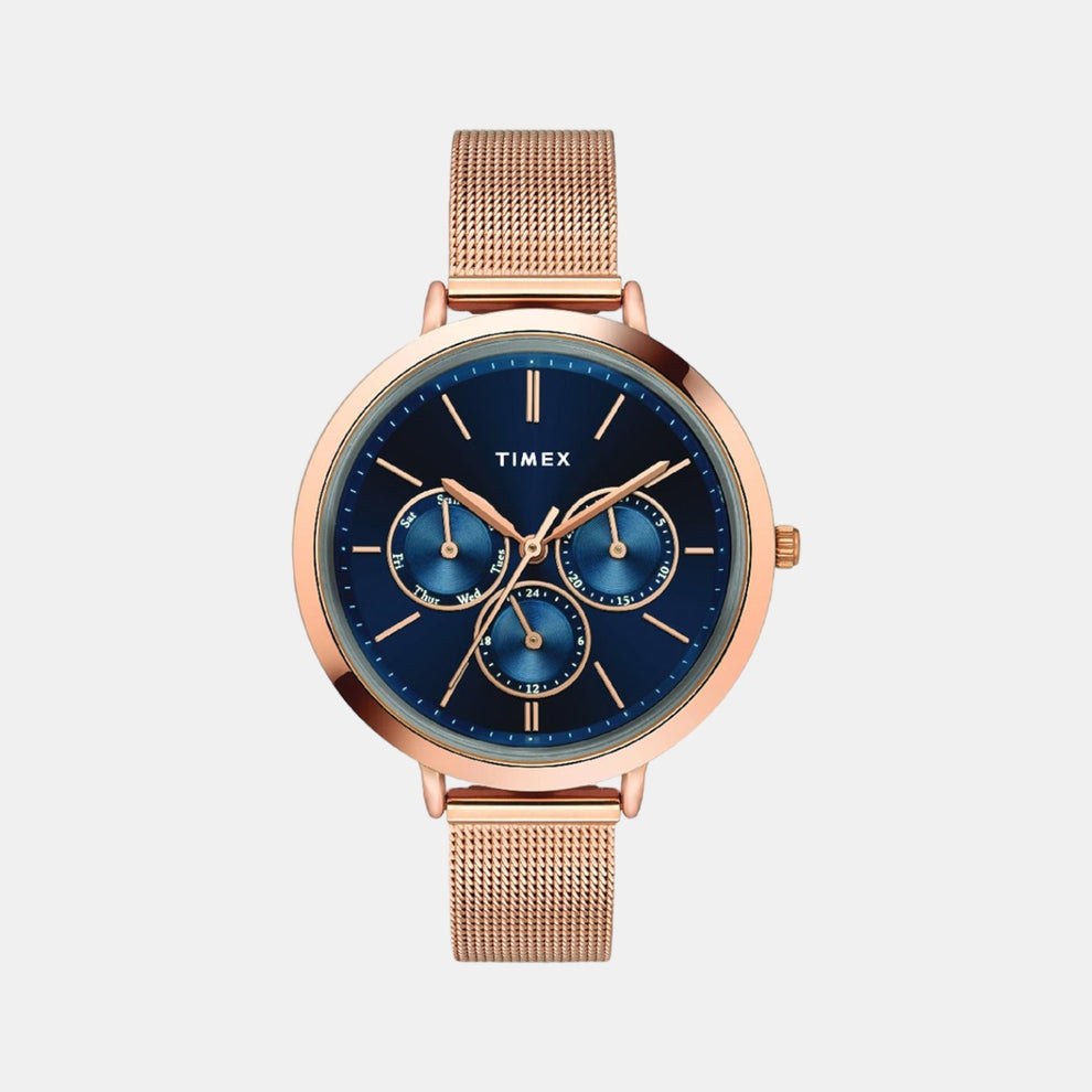 Timex TWEL14502 Women Navy Blue Dial Analog Stainless Steel Watch Elegant