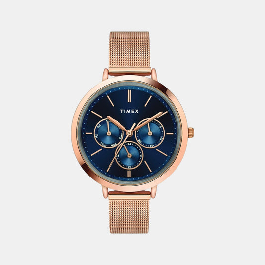 Timex TWEL14502 Women Navy Blue Dial Analog Stainless Steel Watch Elegant