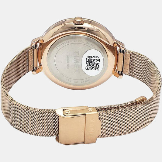 Timex TWEL14701 Analog Quartz Watch for Women – Rose Gold Dial, Rose Gold Stainless Steel Bracelet