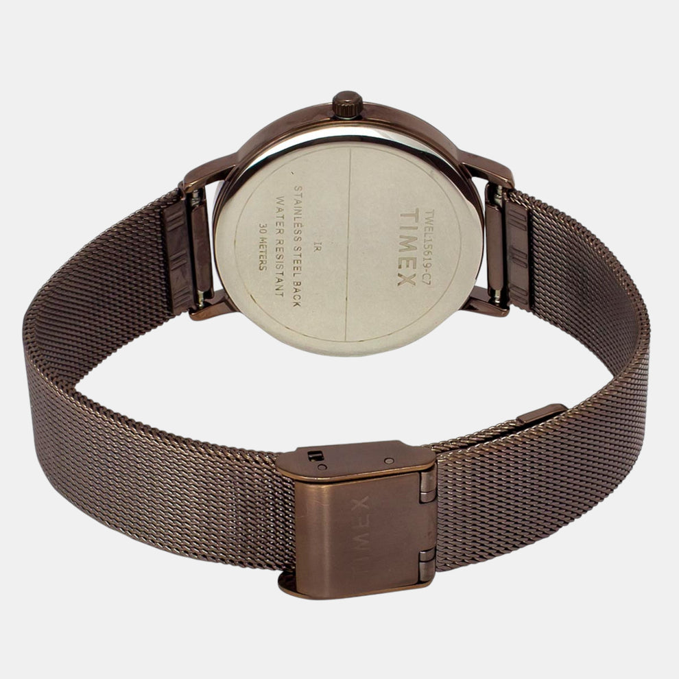Timex TWEL15619 Women’s Brown Dial Quartz Analog Round Stainless Steel Strap Watch