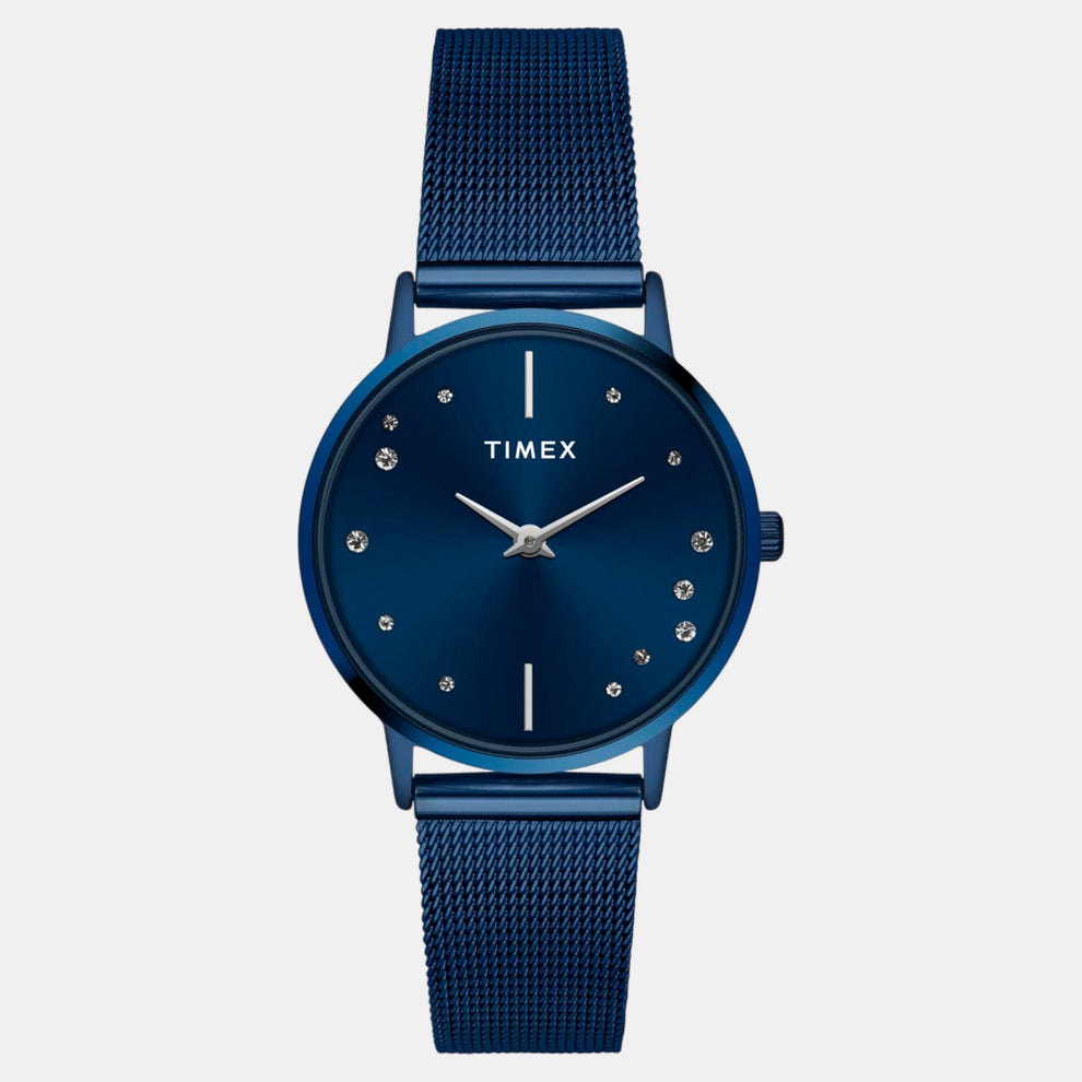 Timex TWEL15620 Women’s Blue Dial Analog Watch with Stainless Steel Strap