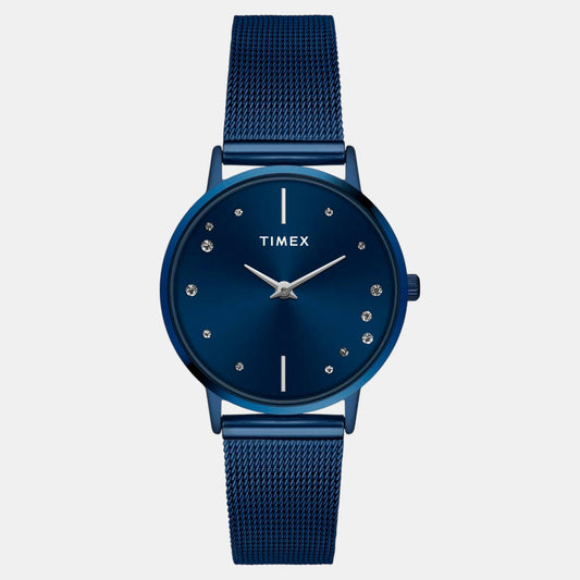 Timex TWEL15620 Women’s Blue Dial Analog Watch with Stainless Steel Strap