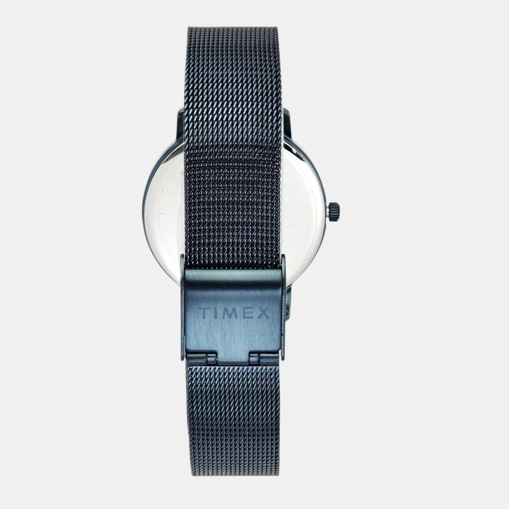 Timex TWEL15620 Women’s Blue Dial Analog Watch with Stainless Steel Strap