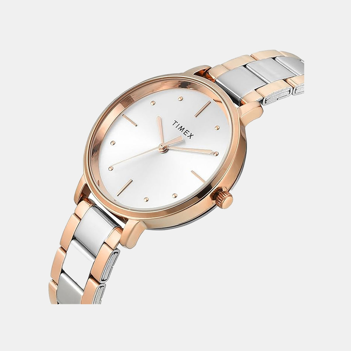 Timex TWEL15825 Quartz Analog Silver Round Dial Stainless Steel Bracelet Watch For Female