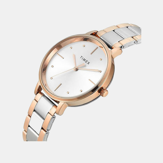 Timex TWEL15825 Quartz Analog Silver Round Dial Stainless Steel Bracelet Watch For Female