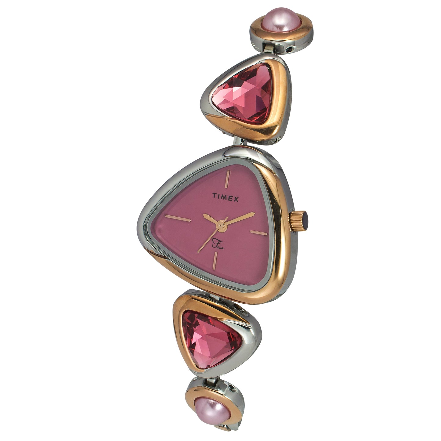 Timex TWEL17700 Fria Quartz Analog Pink Triangle Dial Rose Gold Brass Women's Watch