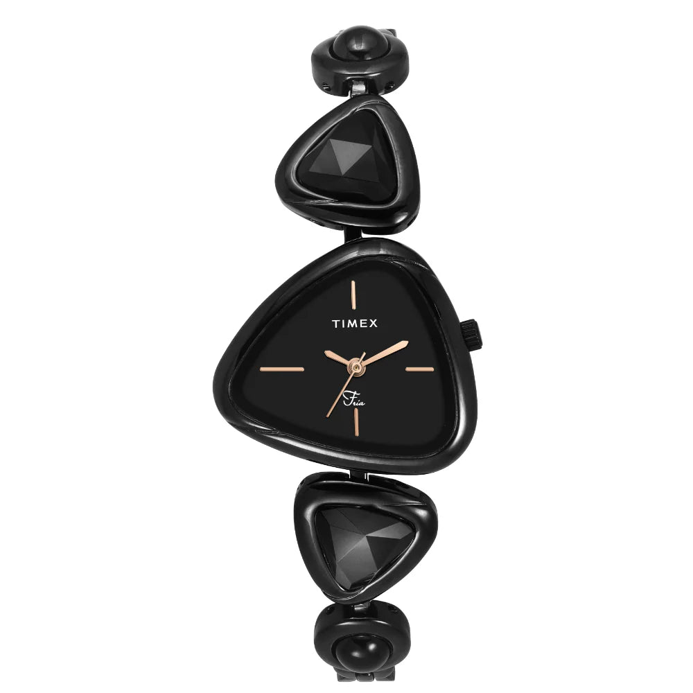 Timex TWEL17701 Fria Triangle Black Dial Women's Black Brass Analog Watch