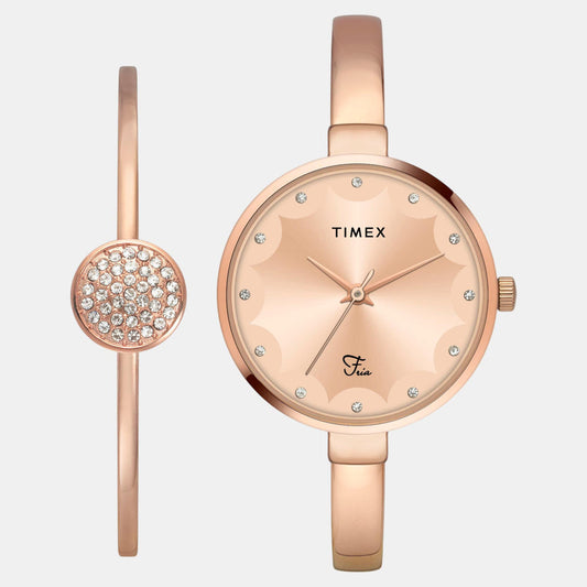 Timex TWEL18502 Women’s Rose Gold Dial Quartz Analog Watch