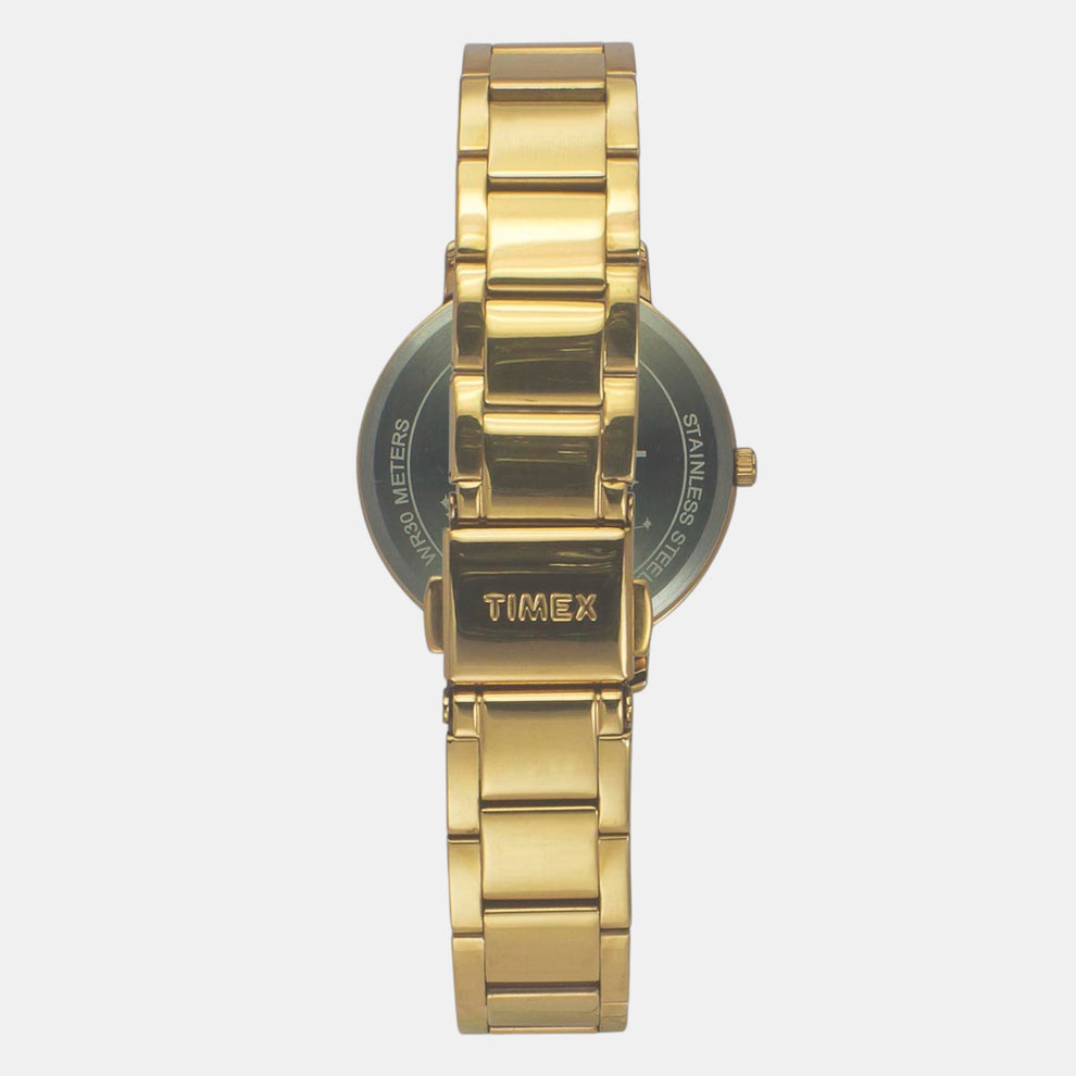 Timex TWEL18700 Women’s Green Dial Quartz Analog Round Stainless Steel Bracelet Watch