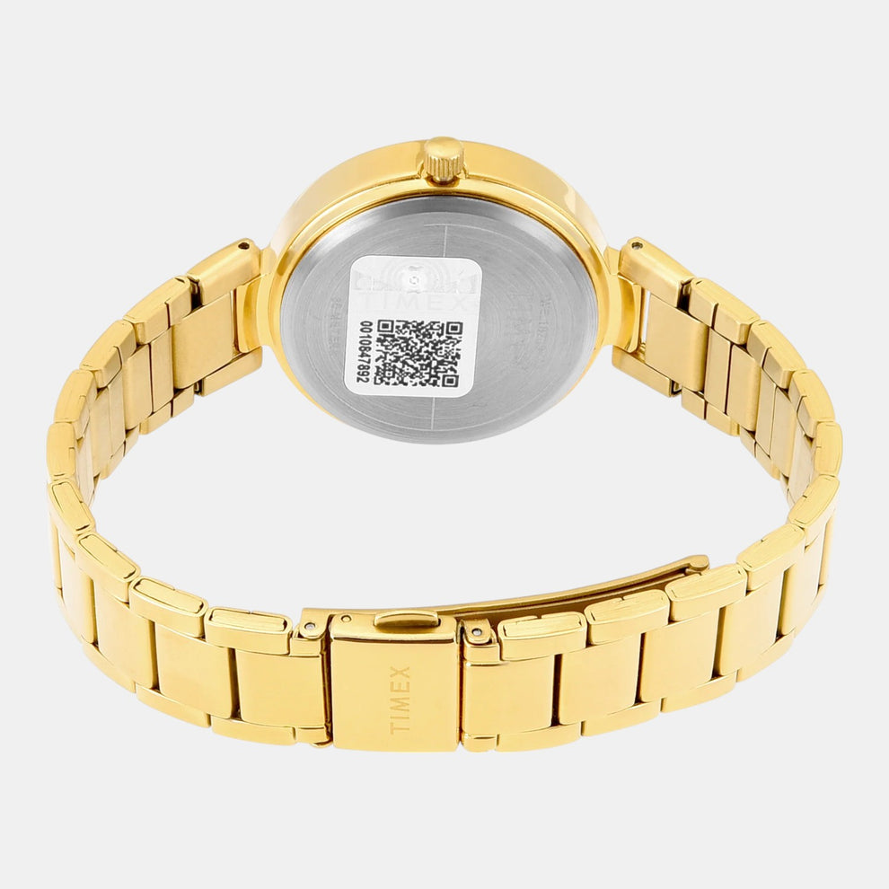 Timex TWEL18708 Women’s Green Dial Quartz Analog Round Gold Stainless Steel Watch