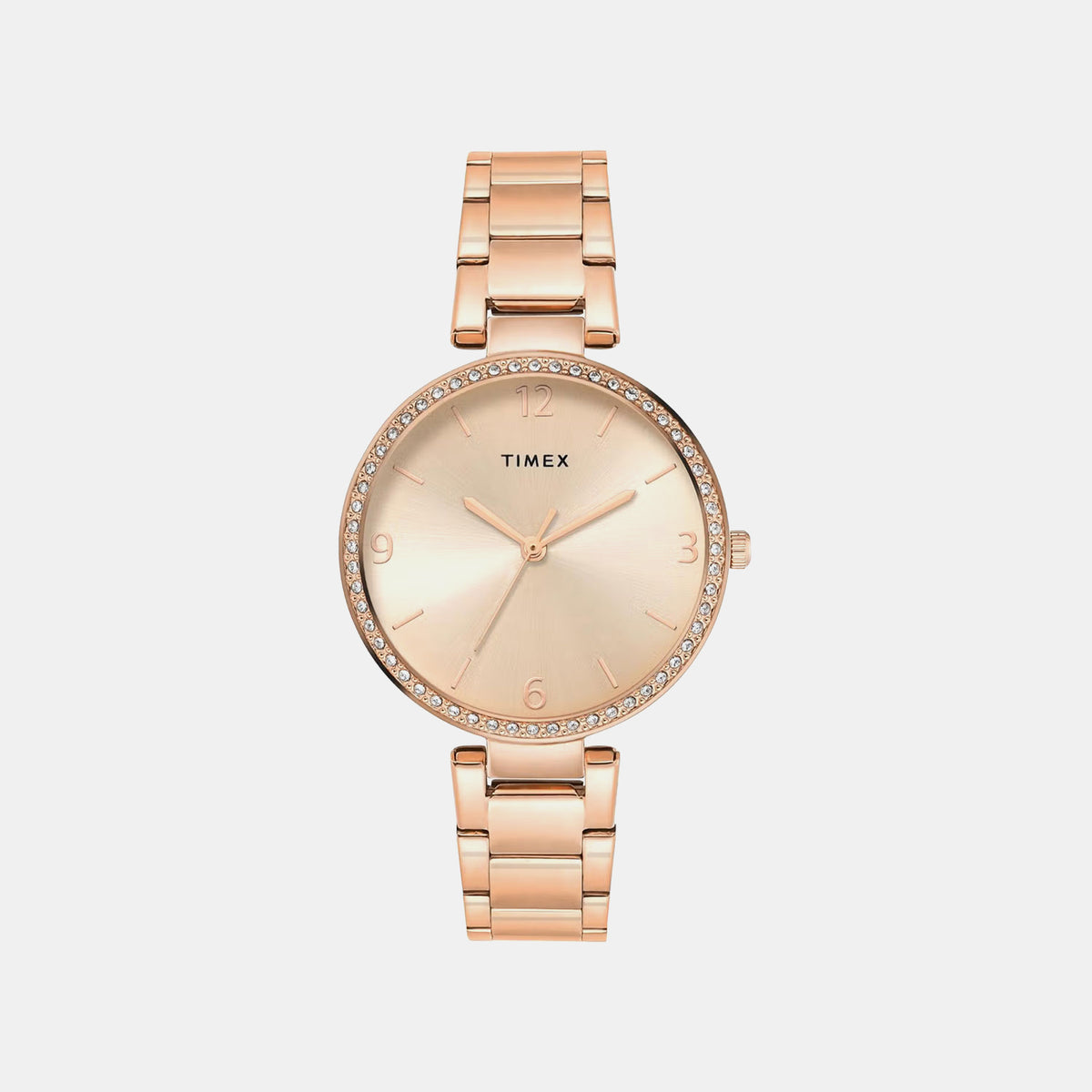 Timex TWEL18718 Quartz Analog Rose-Gold Round Dial Stainless Steel Bracelet Watch For Female