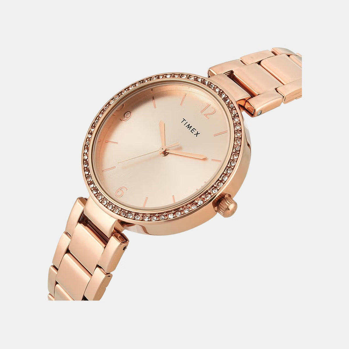 Timex TWEL18718 Quartz Analog Rose-Gold Round Dial Stainless Steel Bracelet Watch For Female