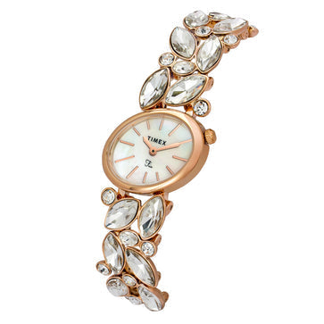 Timex TWEL20902 Fria Quartz Analog Mother of Pearl Oval Dial Rose Gold Brass Women's Watch